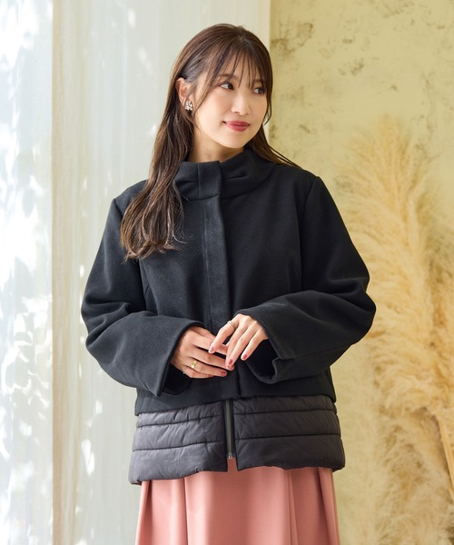 Rose Tiara（ローズティアラ）の「リボンカラードッキングショートコート（その他アウター・レディース・ベージュ/ブラック・46/42/38）」の9枚目の写真