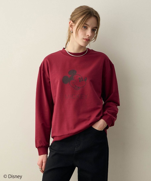 LE SOUK HOLIDAY（ルスークホリデー）の「Mickey Mouse／モチーフスウェット（スウェット・レディース・ライトグレー/オフホワイト/ワイン・M/L）」の7枚目の写真