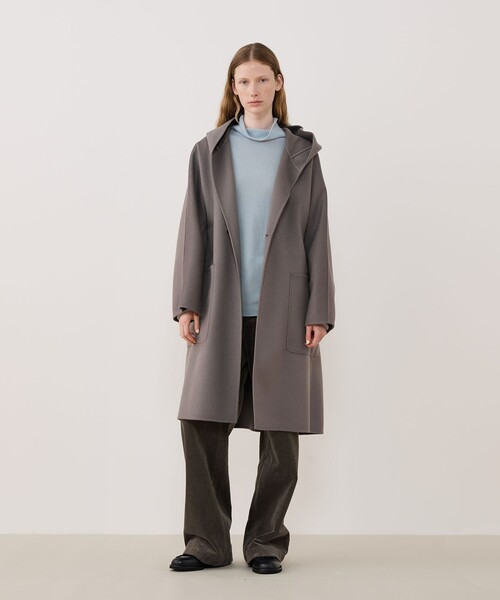 ダブルフェイス ドルマンスリーブフーデッドコート（その他アウター