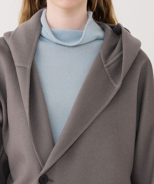 GALERIE VIE（ギャルリー ヴィー）の「ダブルフェイス ドルマンスリーブフーデッドコート（その他アウター・レディース・チャコールグレー/ホワイト/ライトベージュ・FREE）」の9枚目の写真