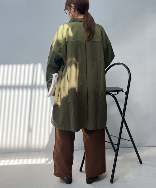 AS KNOW AS plus(アズノゥアズプラス)の「♪ブロッキングコート風ワンピ―ス(ワンピース・レディース・ネイビー/カーキ・FREE)」の8枚目の写真
