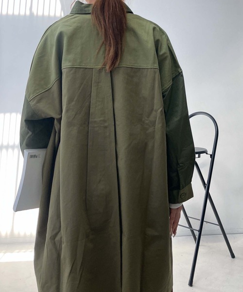 AS KNOW AS plus(アズノゥアズプラス)の「♪ブロッキングコート風ワンピ―ス(ワンピース・レディース・ネイビー/カーキ・FREE)」の9枚目の写真