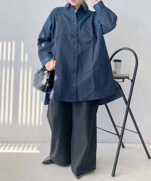 AS KNOW AS plus(アズノゥアズプラス)の「♪ブロッキングコート風ワンピ―ス(ワンピース・レディース・ネイビー/カーキ・FREE)」の10枚目の写真