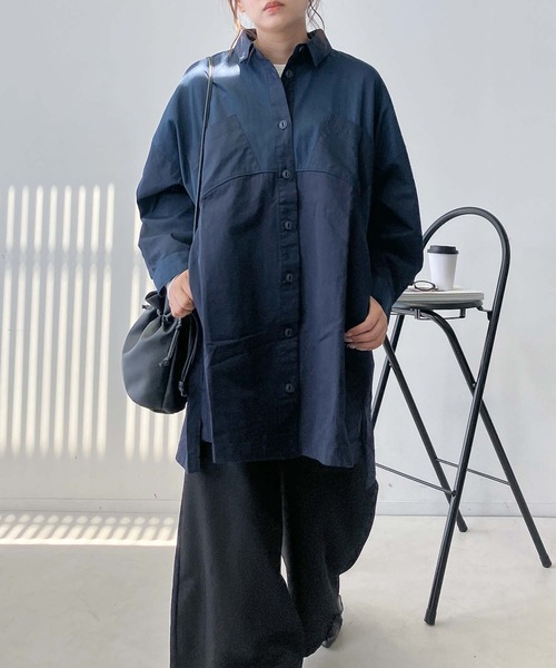 AS KNOW AS plus(アズノゥアズプラス)の「♪ブロッキングコート風ワンピ―ス(ワンピース・レディース・ネイビー/カーキ・FREE)」の12枚目の写真