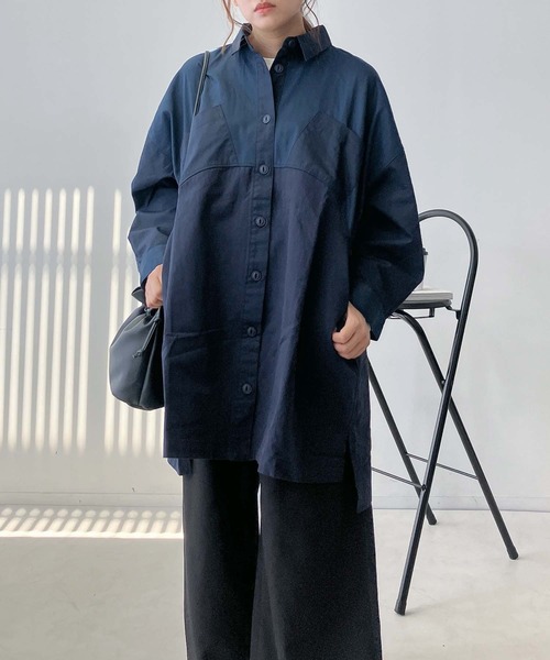 AS KNOW AS plus(アズノゥアズプラス)の「♪ブロッキングコート風ワンピ―ス(ワンピース・レディース・ネイビー/カーキ・FREE)」の13枚目の写真