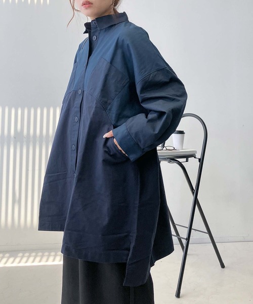 AS KNOW AS plus(アズノゥアズプラス)の「♪ブロッキングコート風ワンピ―ス(ワンピース・レディース・ネイビー/カーキ・FREE)」の16枚目の写真