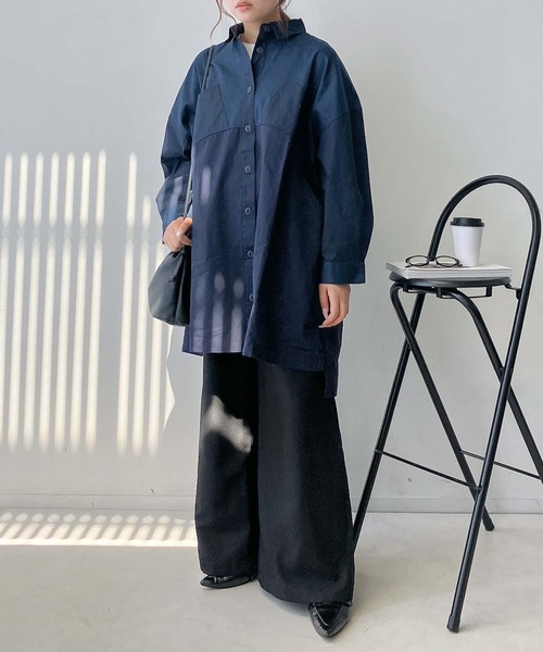 AS KNOW AS plus(アズノゥアズプラス)の「♪ブロッキングコート風ワンピ―ス(ワンピース・レディース・ネイビー/カーキ・FREE)」の11枚目の写真