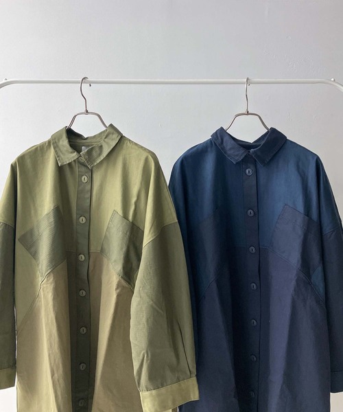 AS KNOW AS plus(アズノゥアズプラス)の「♪ブロッキングコート風ワンピ―ス(ワンピース・レディース・ネイビー/カーキ・FREE)」の17枚目の写真