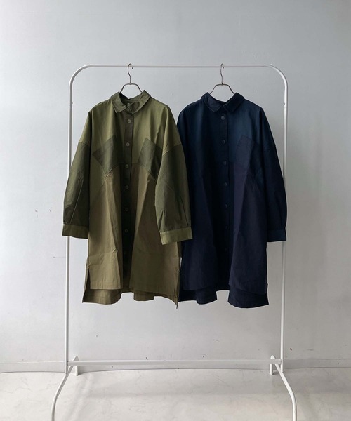 AS KNOW AS plus(アズノゥアズプラス)の「♪ブロッキングコート風ワンピ―ス(ワンピース・レディース・ネイビー/カーキ・FREE)」の18枚目の写真