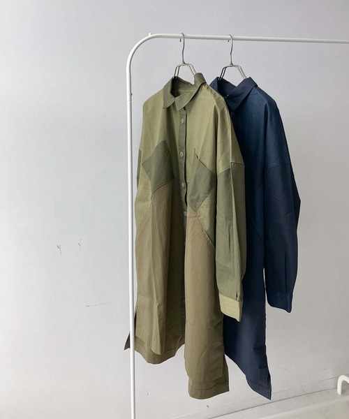 AS KNOW AS plus(アズノゥアズプラス)の「♪ブロッキングコート風ワンピ―ス(ワンピース・レディース・ネイビー/カーキ・FREE)」の21枚目の写真