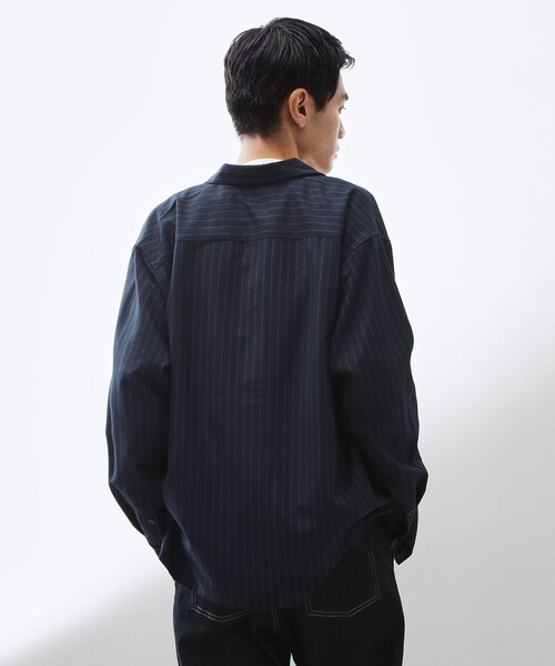 THE SHOP TK (ザ ショップ ティーケー )の「ダブルポケットストライプ長袖シャツ 【洗濯機OK】(シャツ/ブラウス・メンズ・チャコール/ネイビー系2・04/03/02)」の3枚目の写真