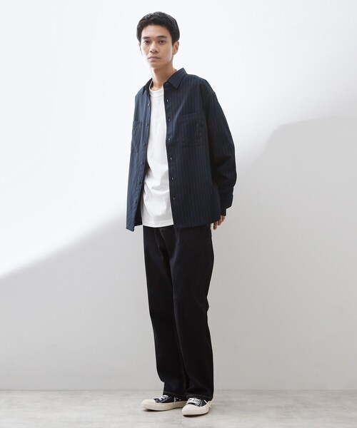 THE SHOP TK (ザ ショップ ティーケー )の「ダブルポケットストライプ長袖シャツ 【洗濯機OK】(シャツ/ブラウス・メンズ・チャコール/ネイビー系2・04/03/02)」の4枚目の写真