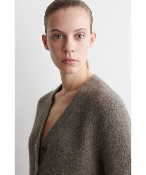 cos コス ブークレ ニット カーディガン ニットポロ 黒 BOUCLE-KNIT