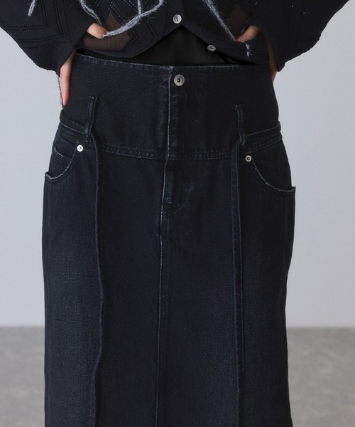 ADAM ET ROPE'（アダムエロペ）の「ローウエストデニムスカート（デニムスカート・レディース・ブラック/ライトグレー・36/38）」の15枚目の写真