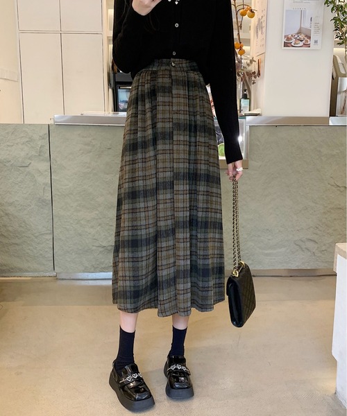 gossip！ロサンゼルス（ゴシップロサンゼルス）の「Y2K ヴィンテージスタイル チェック柄 Aラインスカート 通勤＆カジュアルデイリー対応（スカート・レディース・チェック/ブラウン・FREE）」の18枚目の写真