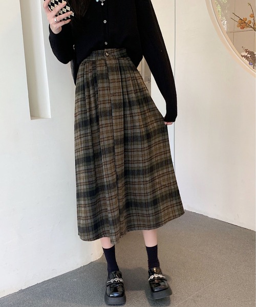 gossip！ロサンゼルス（ゴシップロサンゼルス）の「Y2K ヴィンテージスタイル チェック柄 Aラインスカート 通勤＆カジュアルデイリー対応（スカート・レディース・チェック/ブラウン・FREE）」の19枚目の写真