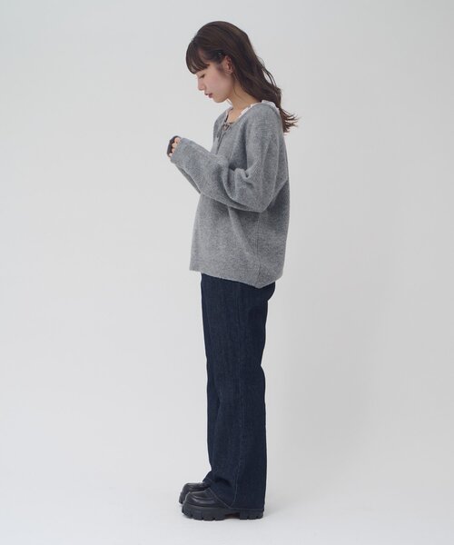 DISCOAT(ディスコート)の「【umm】WEB限定レース使い2WAYプルオーバー(ニット/セーター・レディース・ブラウン/アイボリー/チャコールグレー/ネイビー/グレー・FREE)」の19枚目の写真