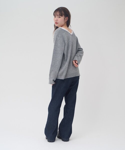 DISCOAT(ディスコート)の「【umm】WEB限定レース使い2WAYプルオーバー(ニット/セーター・レディース・ブラウン/アイボリー/チャコールグレー/ネイビー/グレー・FREE)」の22枚目の写真