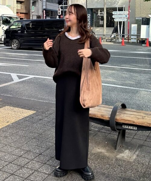 DISCOAT(ディスコート)の「【umm】WEB限定レース使い2WAYプルオーバー(ニット/セーター・レディース・ブラウン/アイボリー/チャコールグレー/ネイビー/グレー・FREE)」の7枚目の写真