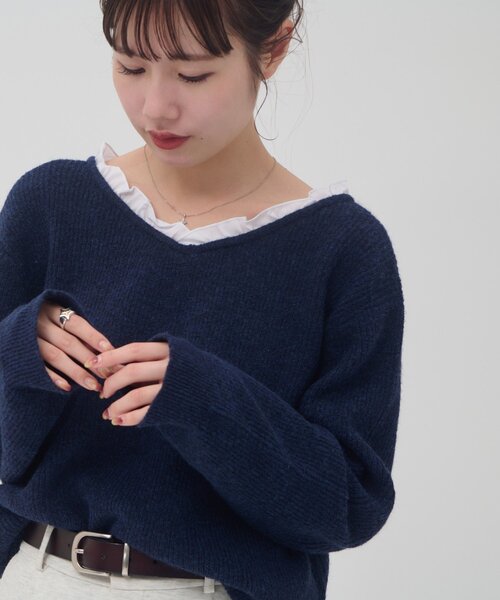 DISCOAT(ディスコート)の「【umm】WEB限定レース使い2WAYプルオーバー(ニット/セーター・レディース・ブラウン/アイボリー/チャコールグレー/ネイビー/グレー・FREE)」の11枚目の写真