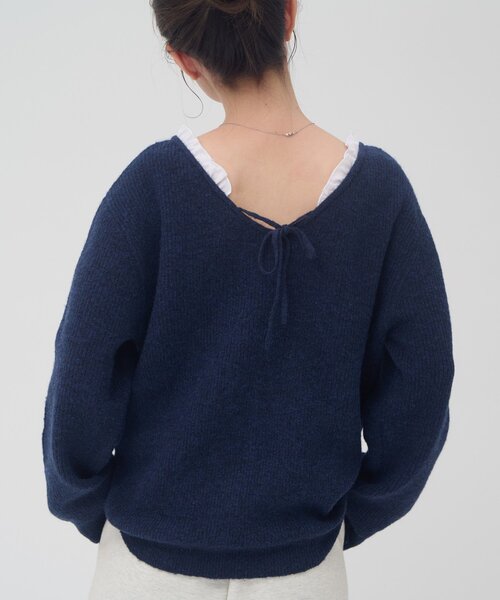 DISCOAT(ディスコート)の「【umm】WEB限定レース使い2WAYプルオーバー(ニット/セーター・レディース・ブラウン/アイボリー/チャコールグレー/ネイビー/グレー・FREE)」の13枚目の写真