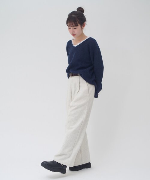 DISCOAT(ディスコート)の「【umm】WEB限定レース使い2WAYプルオーバー(ニット/セーター・レディース・ブラウン/アイボリー/チャコールグレー/ネイビー/グレー・FREE)」の16枚目の写真