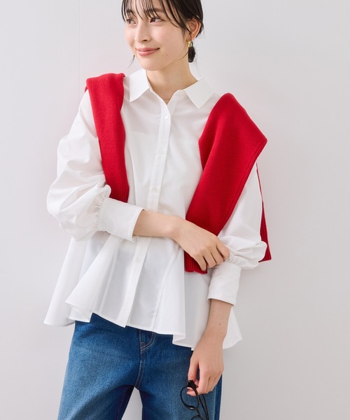 VIS(ビス)の「ヘムデザインフレアシャツ/イージーケア(シャツ/ブラウス・レディース・ネイビー/ホワイト系その他/サックスブルー・FREE)」の18枚目の写真