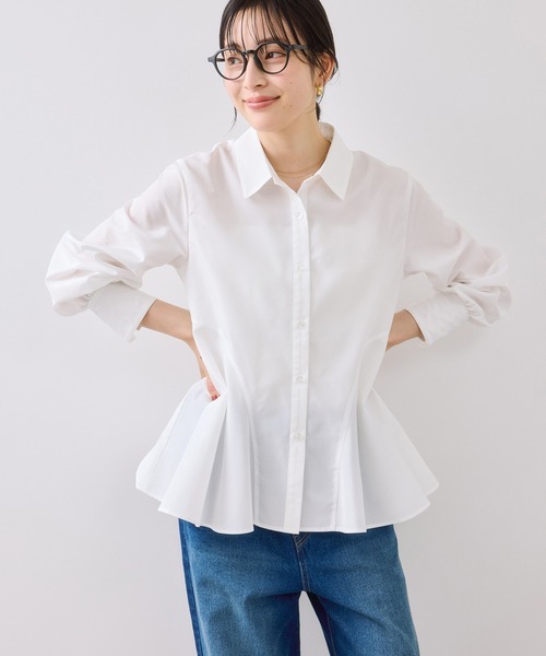 VIS(ビス)の「ヘムデザインフレアシャツ/イージーケア(シャツ/ブラウス・レディース・ネイビー/ホワイト系その他/サックスブルー・FREE)」の15枚目の写真