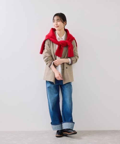 VIS(ビス)の「ヘムデザインフレアシャツ/イージーケア(シャツ/ブラウス・レディース・ネイビー/ホワイト系その他/サックスブルー・FREE)」の8枚目の写真