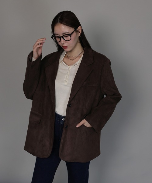 J by blue（ジェイバイブルー）の「スウェードテーラードジャケット（テーラードジャケット・レディース・ブラウン/キャメル/ブラック・MEDIUM）」の5枚目の写真