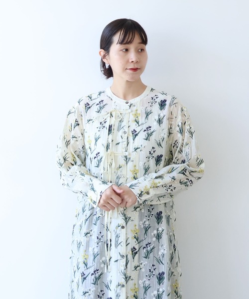 yuni Floral embroidely ribon シャツワンピース Floral embroidely ribon シャツワンピース（ワンピース）｜yuni（ユニ