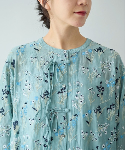 yuni Floral embroidely ribon シャツワンピース Floral embroidely ribon シャツワンピース（ワンピース）｜yuni（ユニ