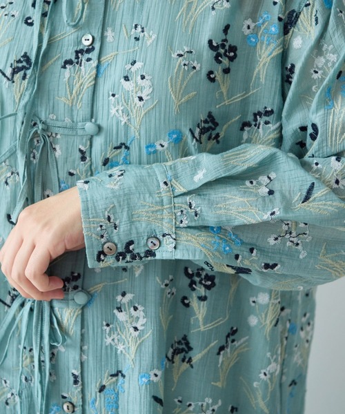 yuni Floral embroidely ribon シャツワンピース Floral embroidely ribon シャツワンピース（ワンピース）｜yuni（ユニ