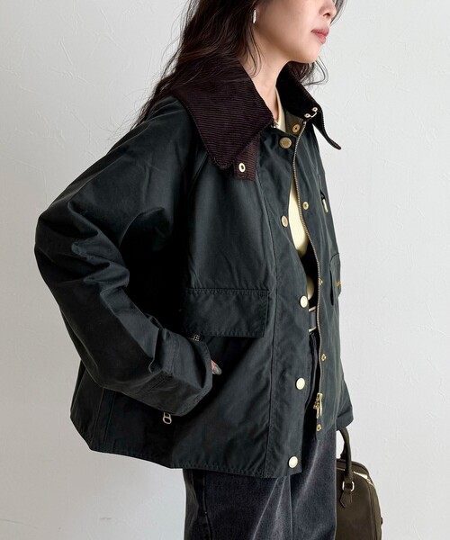 Barbour（バブアー）の「【BARBOUR/バブアー】 COTTON WAX JACKET（ブルゾン・レディース・カーキ/ブラック・38）」の2枚目の写真