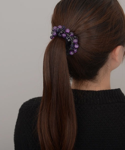 VIBGYOR Women（ヴィブジョー　ウィメン）の「【resonance】クリスタルビーズ キラキラ ヘアゴム（ヘアゴム・レディース・ピンク系/パープル系/ブルー系/グリーン系/ブラック系・FREE）」の12枚目の写真