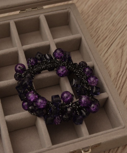 VIBGYOR Women（ヴィブジョー　ウィメン）の「【resonance】クリスタルビーズ キラキラ ヘアゴム（ヘアゴム・レディース・ピンク系/パープル系/ブルー系/グリーン系/ブラック系・FREE）」の13枚目の写真