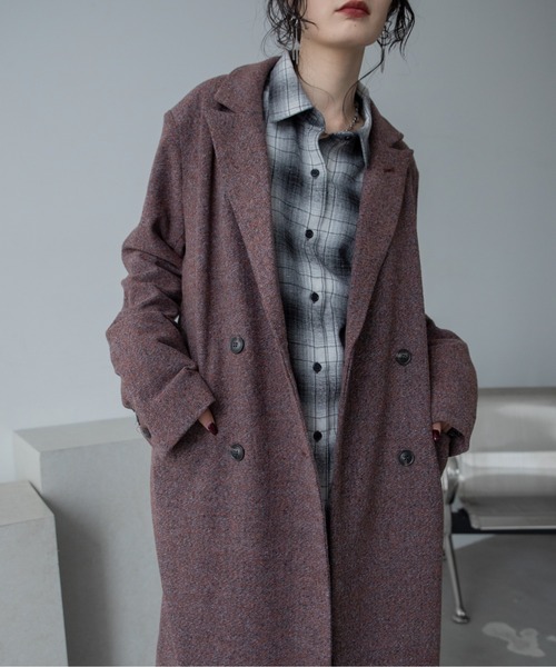 セール】ミックスツイードロングチェスターコート（チェスターコート
