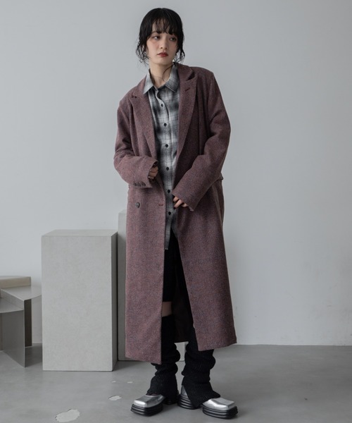 VACANCY（ヴァカンシー）の「ミックスツイードロングチェスターコート（チェスターコート・レディース・オレンジ/ブラック・FREE）」の5枚目の写真