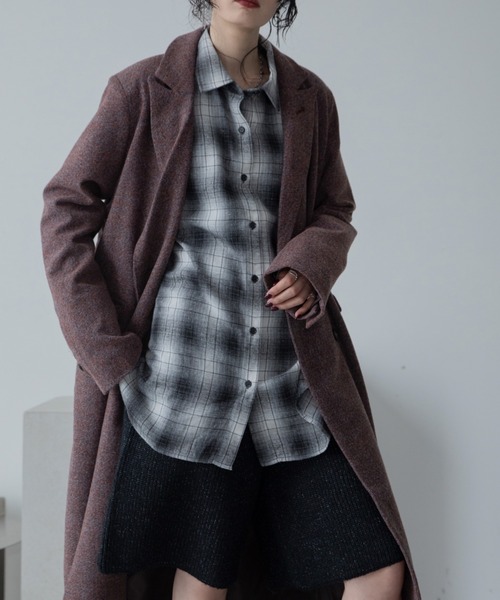 セール】ミックスツイードロングチェスターコート（チェスターコート