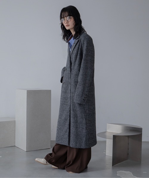 セール】ミックスツイードロングチェスターコート（チェスターコート