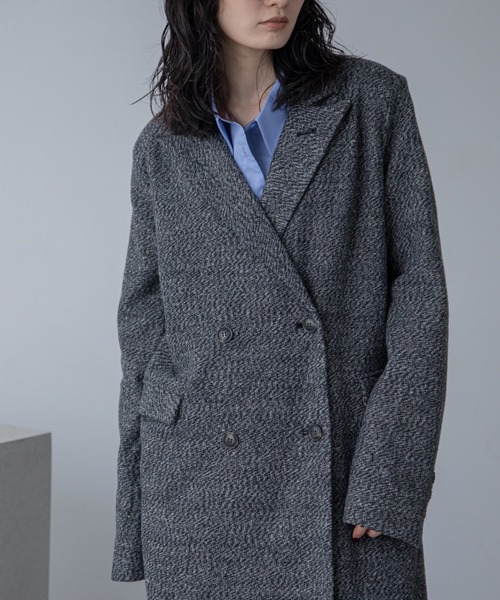 未使用級✨Theory ビヴァリー ミックス ツイード コート セール】ミックスツイードロングチェスターコート（チェスターコート
