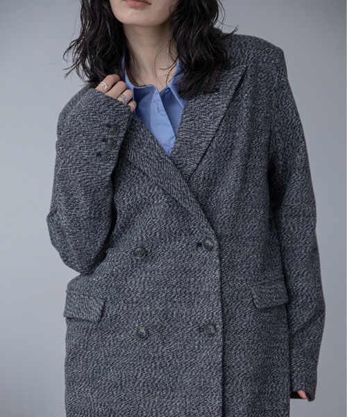 セール】ミックスツイードロングチェスターコート（チェスターコート