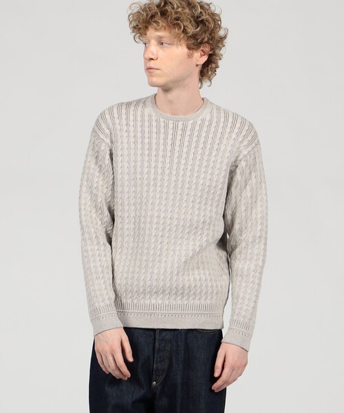 【新品未使用】TOMORROWLAND ホワイト アイボリー ケーブルニット セール】TOMORROWLAND tricot アルパカポリエステルケーブル クルー