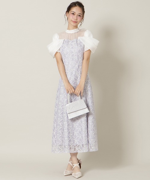 WILLSELECTION(ウィルセレクション)の「シアーベールレースワンピース(ドレス・レディース・ラベンダー/ネイビー/ブラック/ミント・FREE)」の4枚目の写真