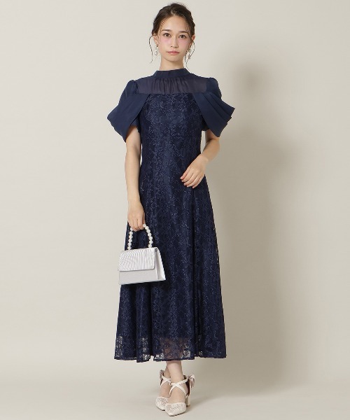 WILLSELECTION(ウィルセレクション)の「シアーベールレースワンピース(ドレス・レディース・ラベンダー/ネイビー/ブラック/ミント・FREE)」の3枚目の写真