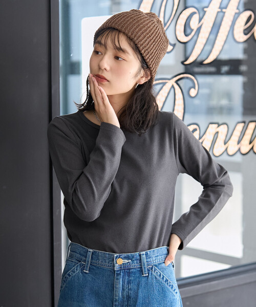 FREAK'S STORE(フリークスストア)の「起毛 コンパクト ロンT(Tシャツ/カットソー・レディース・グレー/オフホワイト/オレンジ系その他/チャコール・フリ-)」の11枚目の写真