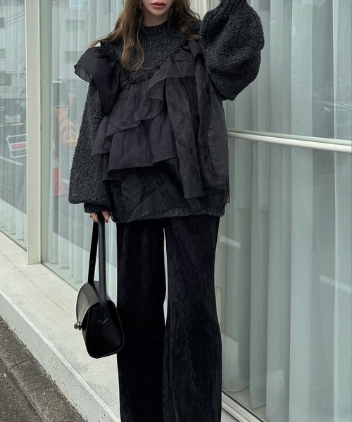 セール】random frill placement volume sleeve knit（ニット/セーター