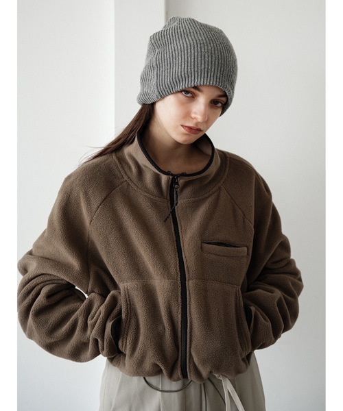 Katrin TOKYO(カトリーントーキョー)の「cropped full zip fleece(カーディガン/ボレロ・レディース・レモンイエロー/ダークブラウン/ブルー系その他・FREE/XS)」の1枚目の写真