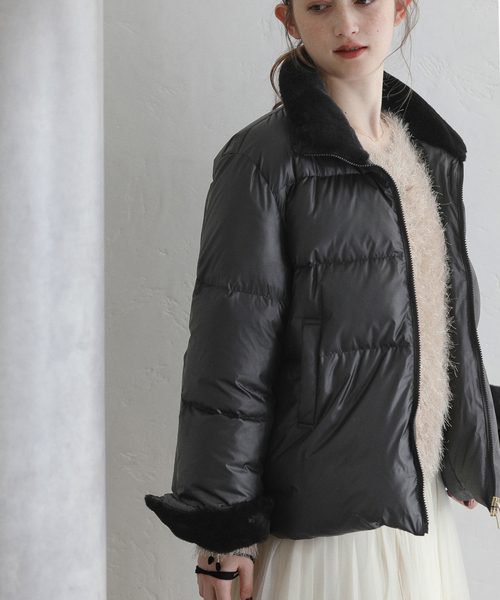 La TOTALITE（ラトータリテ）の「インナーファーダウン（ダウンジャケット/コート・レディース・ブラウン/ブラック・36/38）」の2枚目の写真