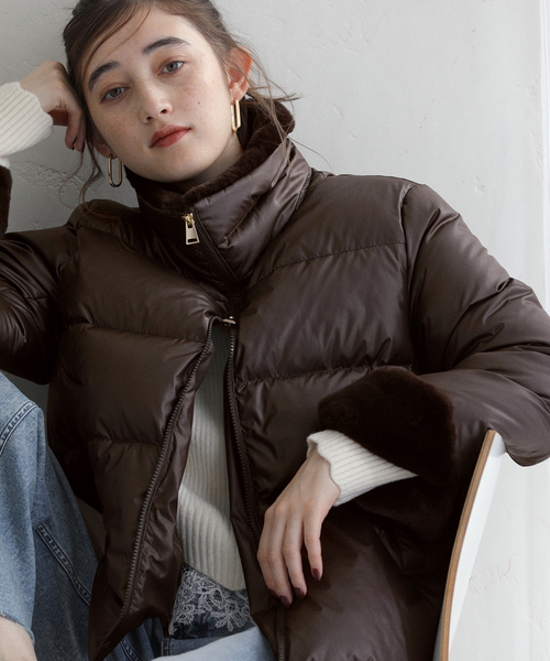 La TOTALITE（ラトータリテ）の「インナーファーダウン（ダウンジャケット/コート・レディース・ブラウン/ブラック・36/38）」の3枚目の写真